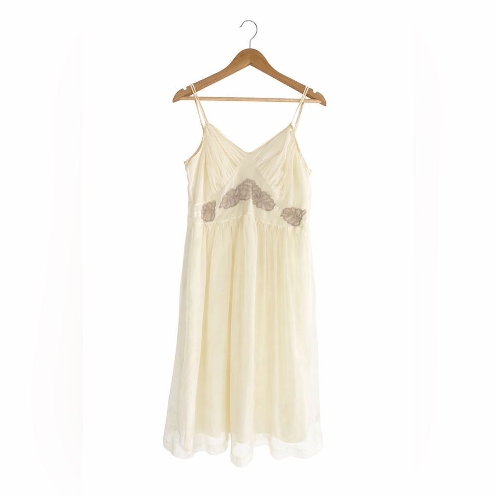 Vintage Cream Chiffon Slip Dress Coquette
